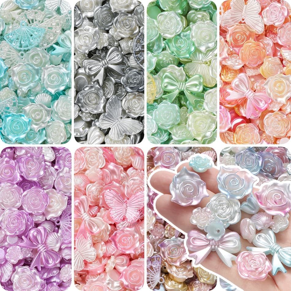 20-30g ลูกปัดอะคริลิค ลูกปัดผสมอะคริลิค กุหลาบ โบว์ สําหรับ DIY สร้อยคอ สร้อยข้อมือ จัดส่งจากไทย