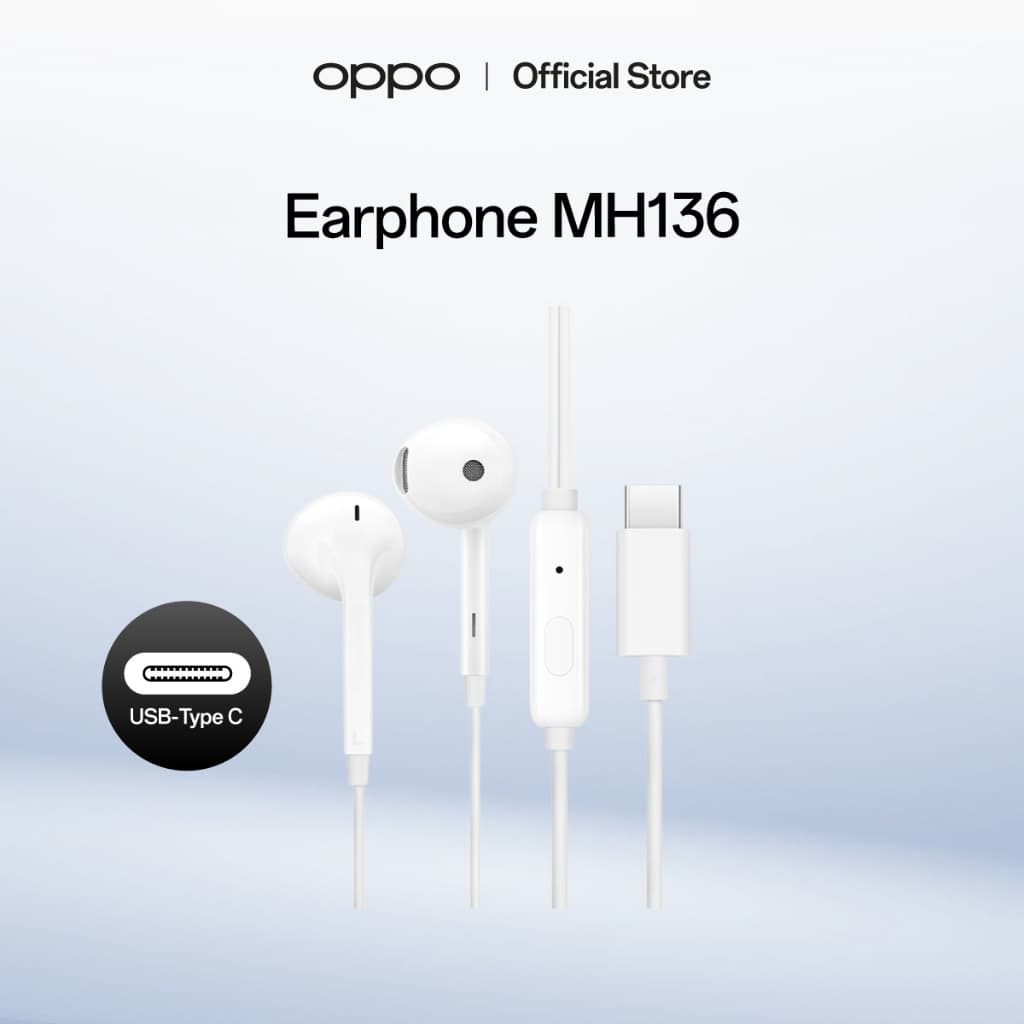 OPPO MH136 Earphone | หูฟังมีสาย OPPO หัวType-C | OPPO Half In-Ear Wired Digital Earp