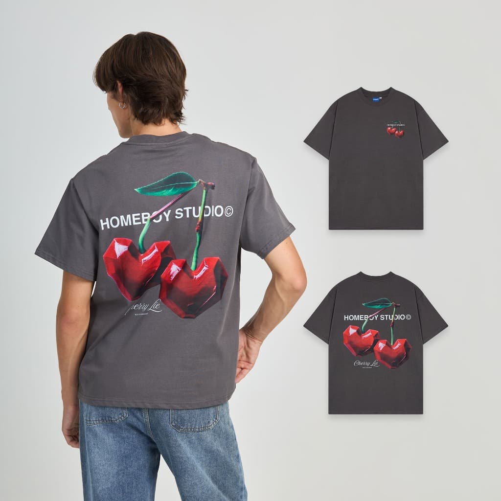 HOMEBOY เสื้อOVERSIZE HB.CHERRY.BOY คอตตอน100% ใส่ได้ทุกวัน