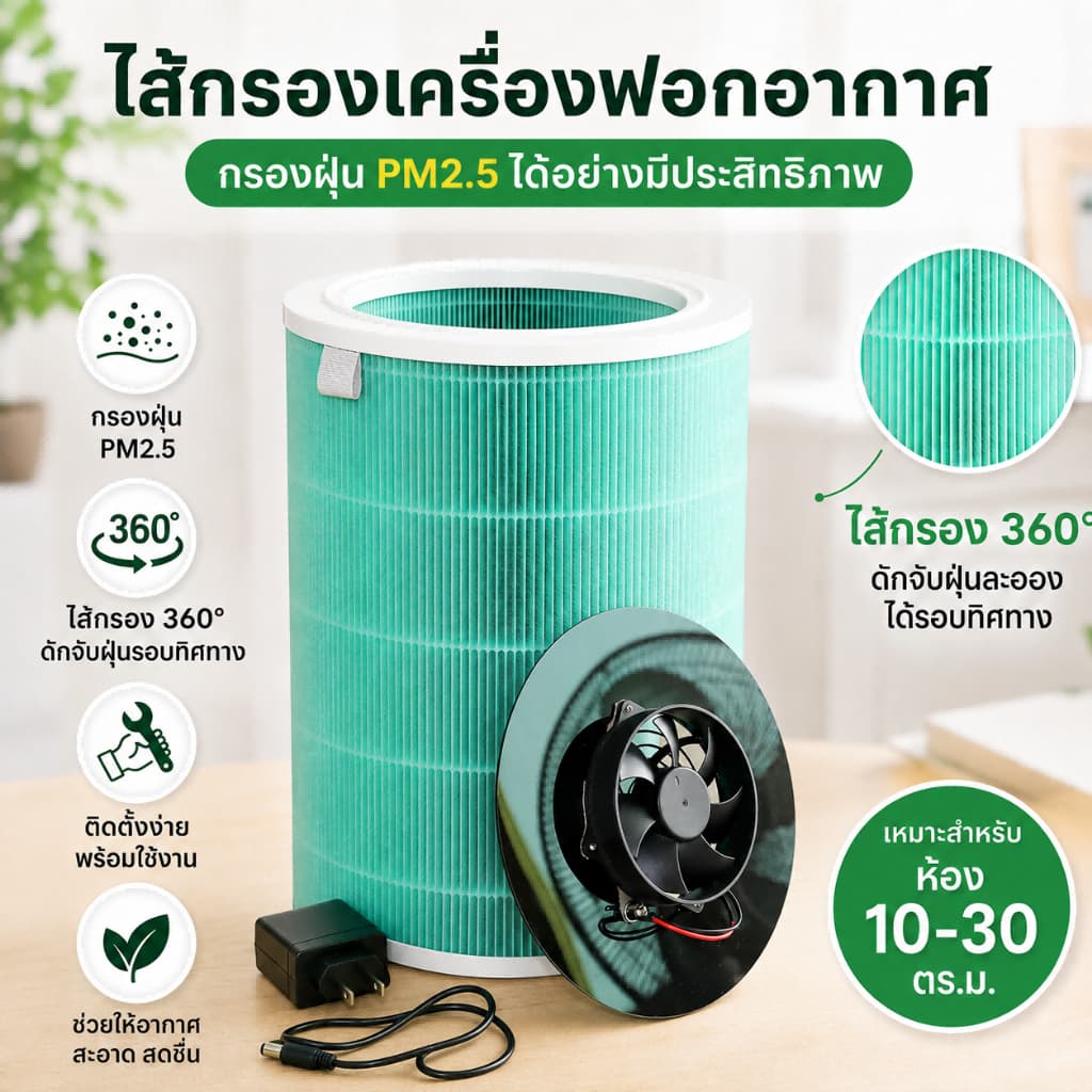 HEPA Air Filter Purifier ไส้กรอง เครื่องฟอกอากาศ รุ่น เครื่องฟอกอากาศทําเองง่ายๆ สามารถใช้องค์ประกอบตัวกรอง
