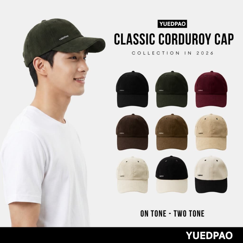 Yuedpao Classic Cap Corduroy Collection หมวกลูกฟูก สไตล์มินิมอล หมวกแฟชั่น ยืดเปล่า (9 สี)