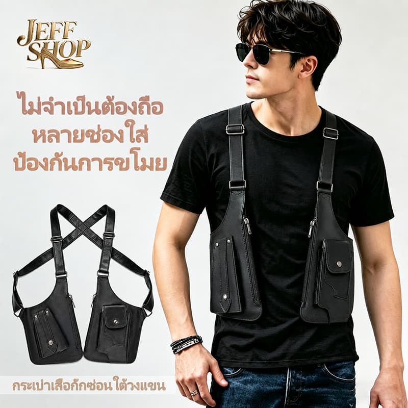 กระเป๋าคาดอก กระเป๋าคาดหน้าอกผู้ชาย ปกปิดคู่รักแร้ มัลติฟังก์ชั่น เหมาะกับการพกพาเดินทาง