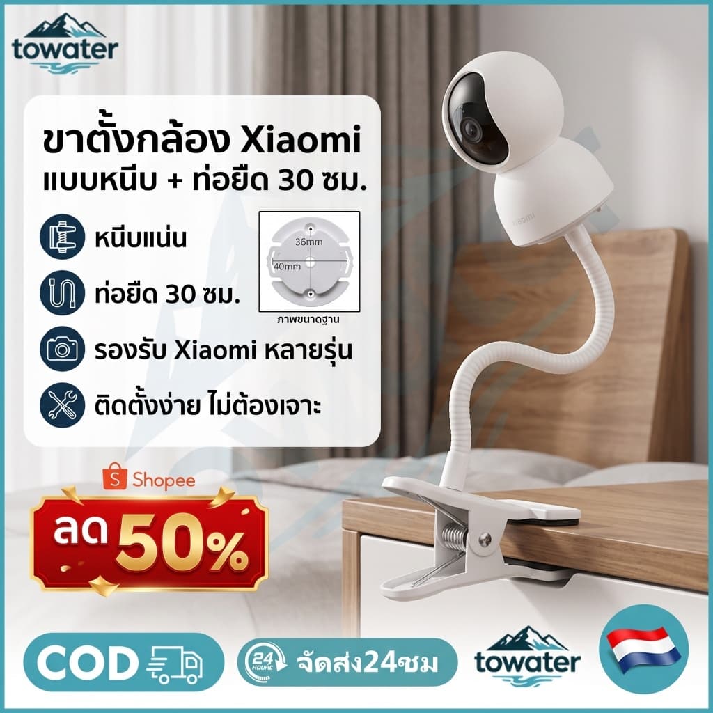ขาตั้งกล้อง สําหรับเฝ้าระวังในบ้าน แบบไม่ต้องเจาะรู ติดตั้งง่ายด้วยแคลมป์หนีบท่อแบบสากล… รูปที่ 1