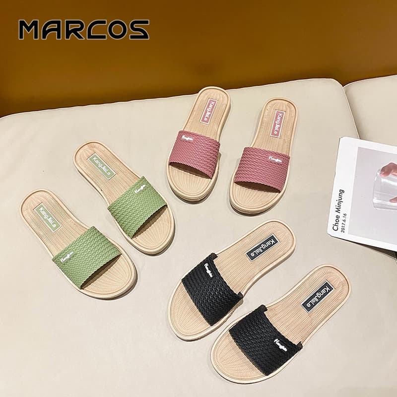 MARCOS รองเท้าแตะผู้หญิง รองเท้าแตะ รองเท้าแตะถักแสนสบาย นุ่มน่าสัมผัส ไม่บาดเท้า.