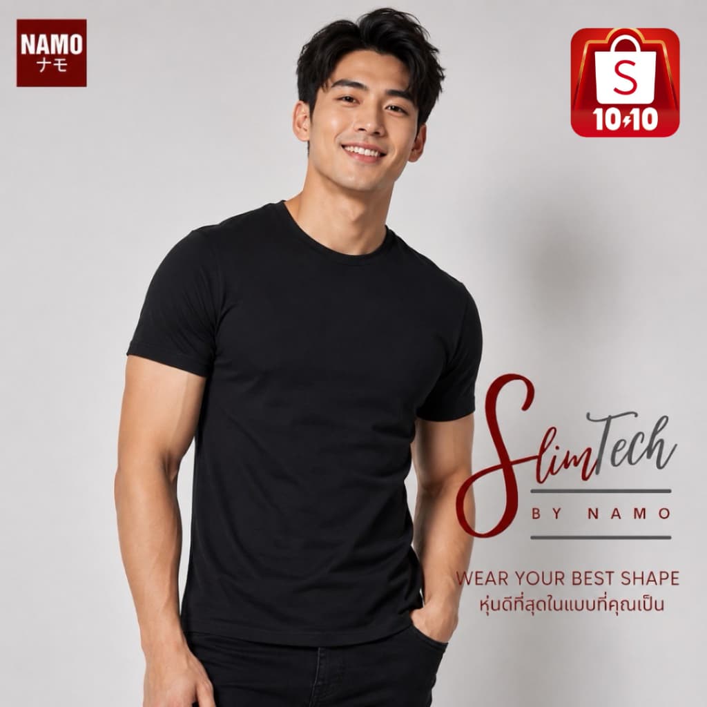 10.10 SALE⛈️เสื้อยืด หุ่นดี SlimTech มีตะเข็บเก็บพุงด้านข้าง ช่วยเหลาหุ่น ผ้านุ่มเย็นสบาย Organic Cotton…