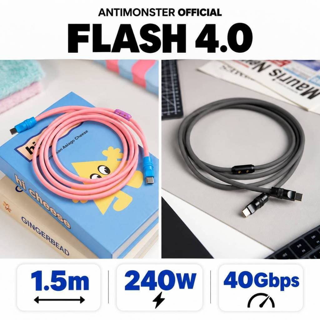 สายชาร์จ ANTIMONSTER Flash รองรับ USB 4.0 โอนถ่ายข้อมูลสูงสุด 40 Gbps