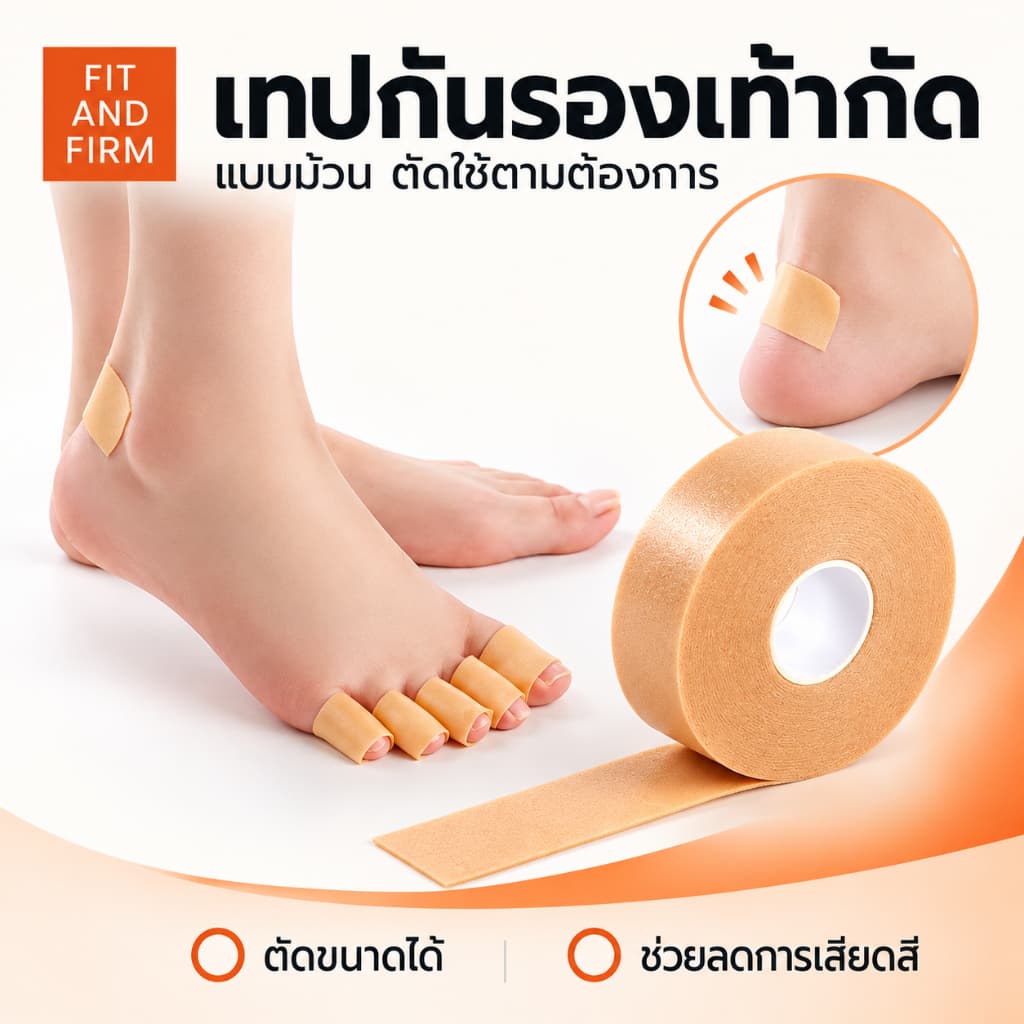 เทปกันรองเท้ากัด ยาว 5m แปะส้นเท้า ลดการเสียดสี ใช้ง่าย ติดทนนาน คุณภาพดี