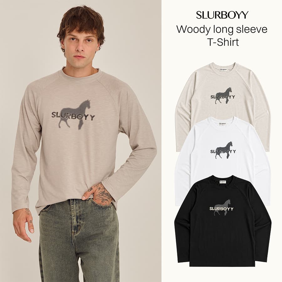 (ส่งด่วน กทม 4 ชม.) SLURBOYY Woody long sleeve T-Shirt เสื้อยืดแขนยาว ผ้าเจอร์ซี่ (SB0856)