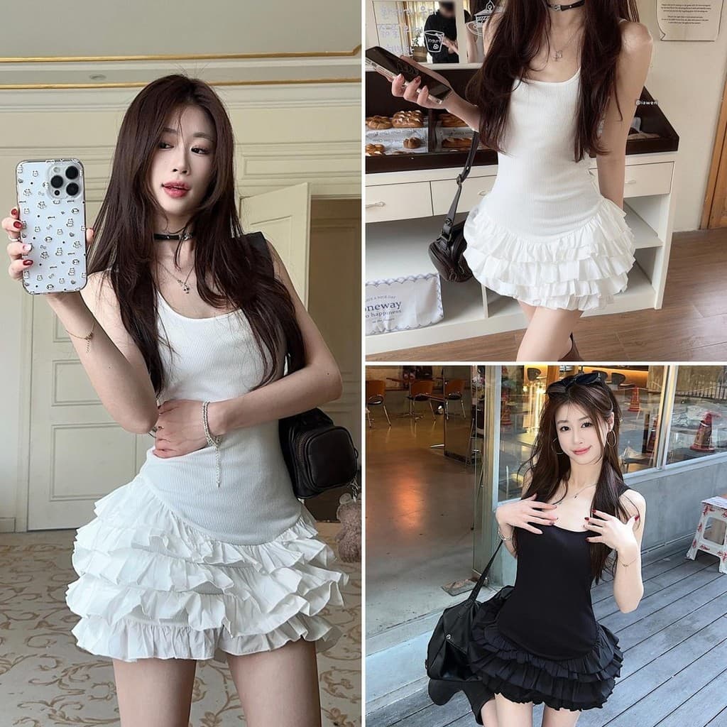 Hotgirl พร้อมส่ง เดรสแฟชั่นผู้หญิง ชุดเดรสแขนกุดเซ็กซี่ สไตล์บัลเล่ต์สุดชิค สไตล์เอไลน์ สไตล์เกาหลีเรียบง่าย…