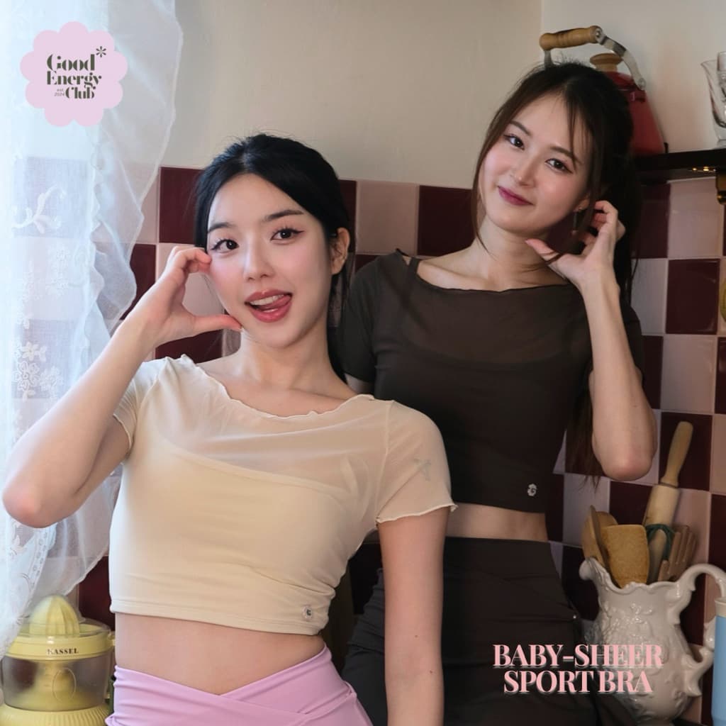 GOOD ENERGY CLUB - BABY SHEER[5206] สปอร์ตบราออกกําลังกายแขนสั้น ดีเทลผ้าตาข่ายซีทรู (12E-12H)
