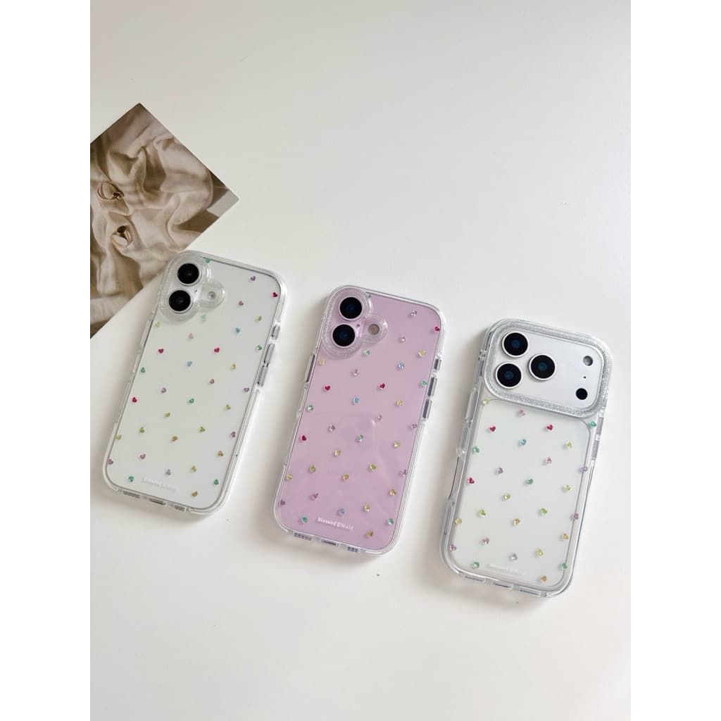(มี18) ส่งด่วน พร้อมส่งในไทย เคสใสหัวใจหลากสี TPU-S1887 สําหรับIPHONE 14-18PROMAX