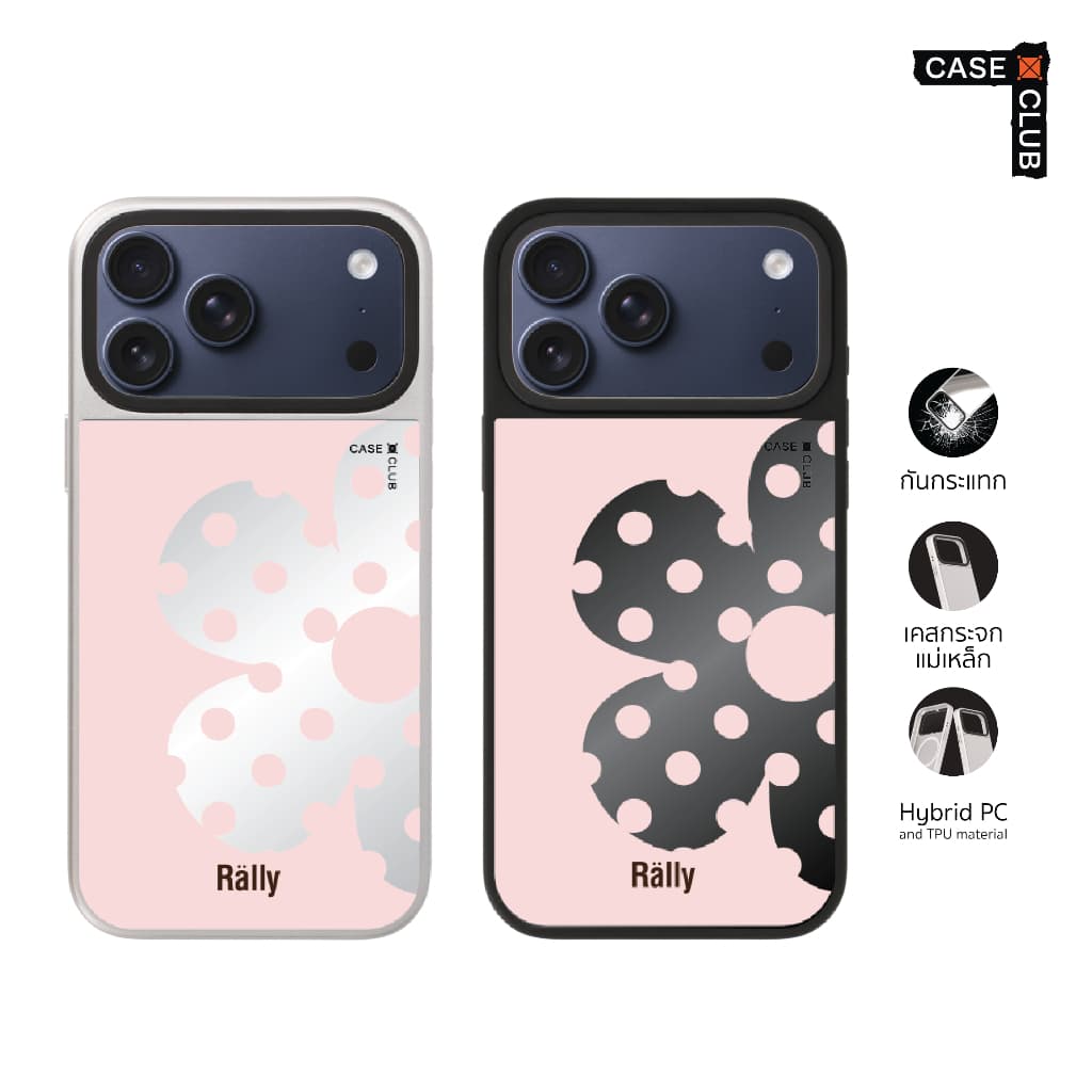 CaseClub เคสคลับ เคสไอโฟน เคสกระจก ลาย Rally Blush Bloom ดอกไม้ลายจุด สําหรับ สําหรับไอโฟน18Pro…