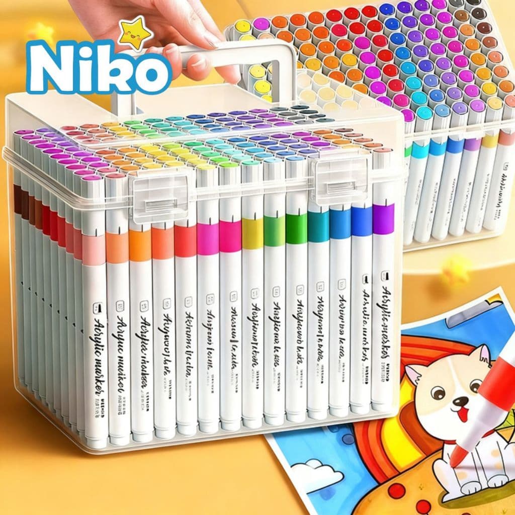NIKO มาร์คเกอร์อะครีลิก 24สี 60สี 120สี คุมปิดแรง กันน้ํา ระบายสี งานศิลปะ DIY กระดาษดํา ของขวัญศิลปิน