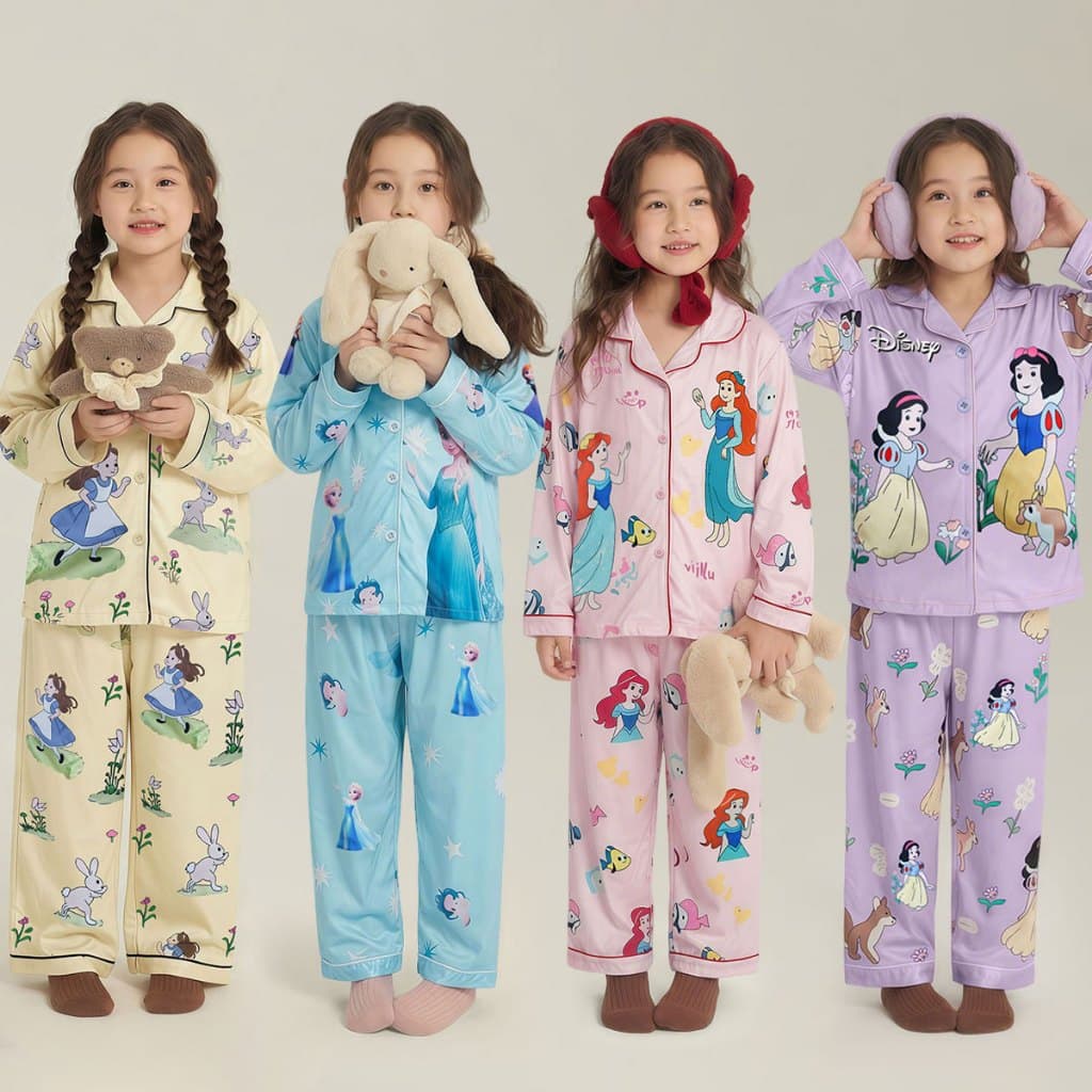 Beryl kids🌸ชุดเซ็ทลําลองเด็ก🎀ชุดนอนเด็กผู้หญิง ลายเจ้าหญิงน่ารัก แขนยาวและกางเกงขายาวสองชิ้น ผ้านิ่มเด็ง…