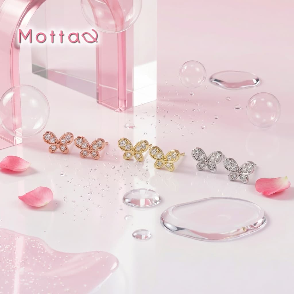 Motta Online Exclusive May Be Mine ต่างหูติดหูชุทองคําขาว 3ดีไซน์เก๋ไม่ซ้ําใคร