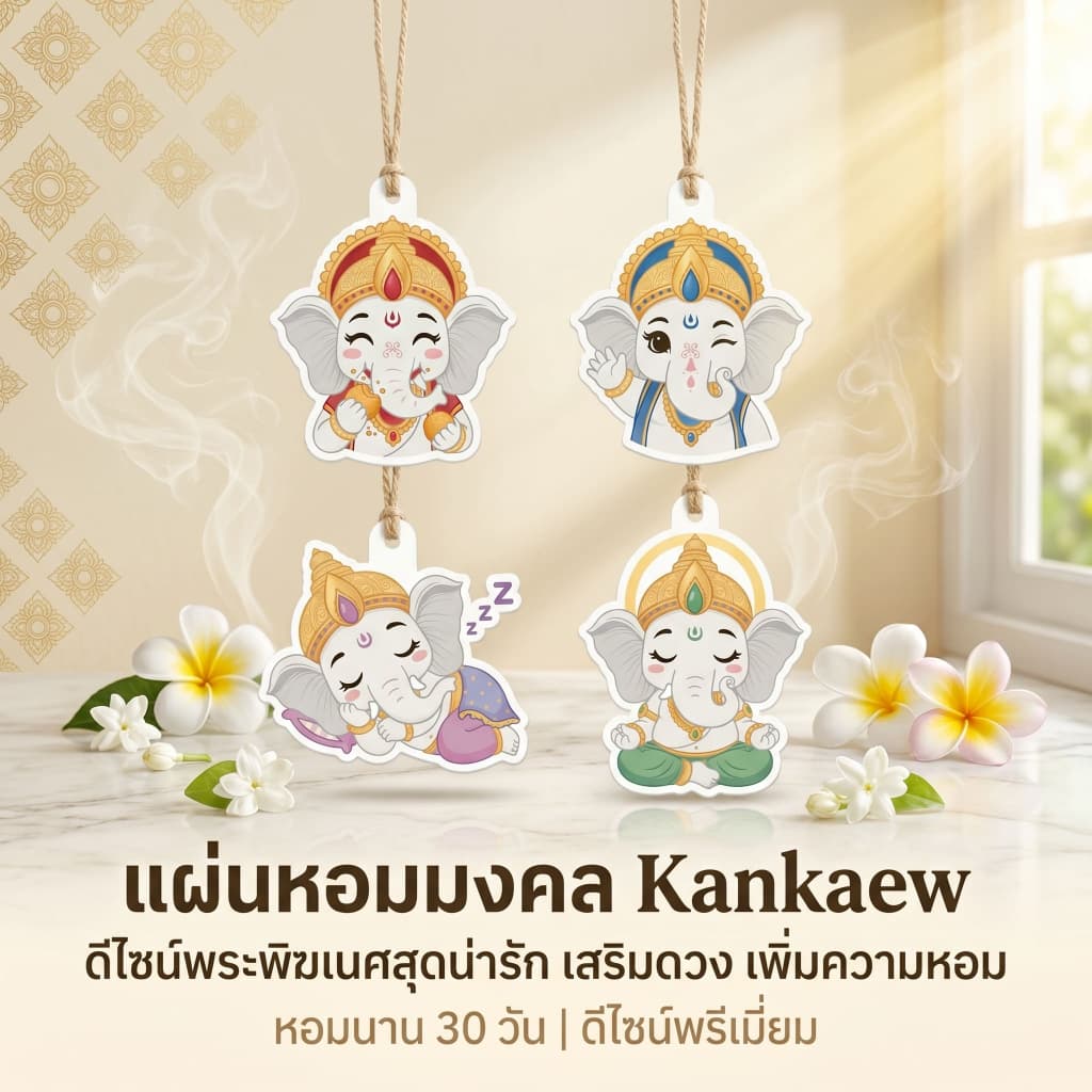 Kankaew แผ่นน้ําหอมปรับอากาศ Kankaew 🐘 แผ่นน้ําหอมปรับอากาศในรถยนต์ รูปหมีแพนด้า แขวนในรถยนต์ หอมสดชื่น