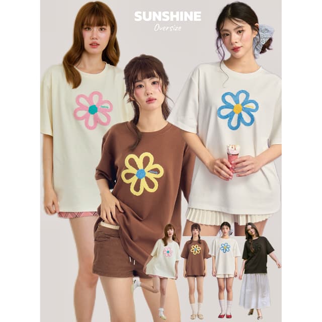 CS6 Sunshine Oversize ปักลายที่มีขนฟูน่ารักสุดๆ