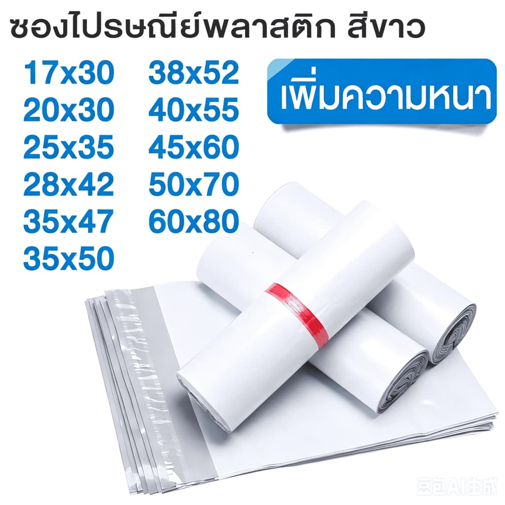 ถุงไปรษณีย์พลาสติกสีขาว 100 ใบ กันน้ํา เนื้อเงางาม แพ็คสินค้าออนไลน์