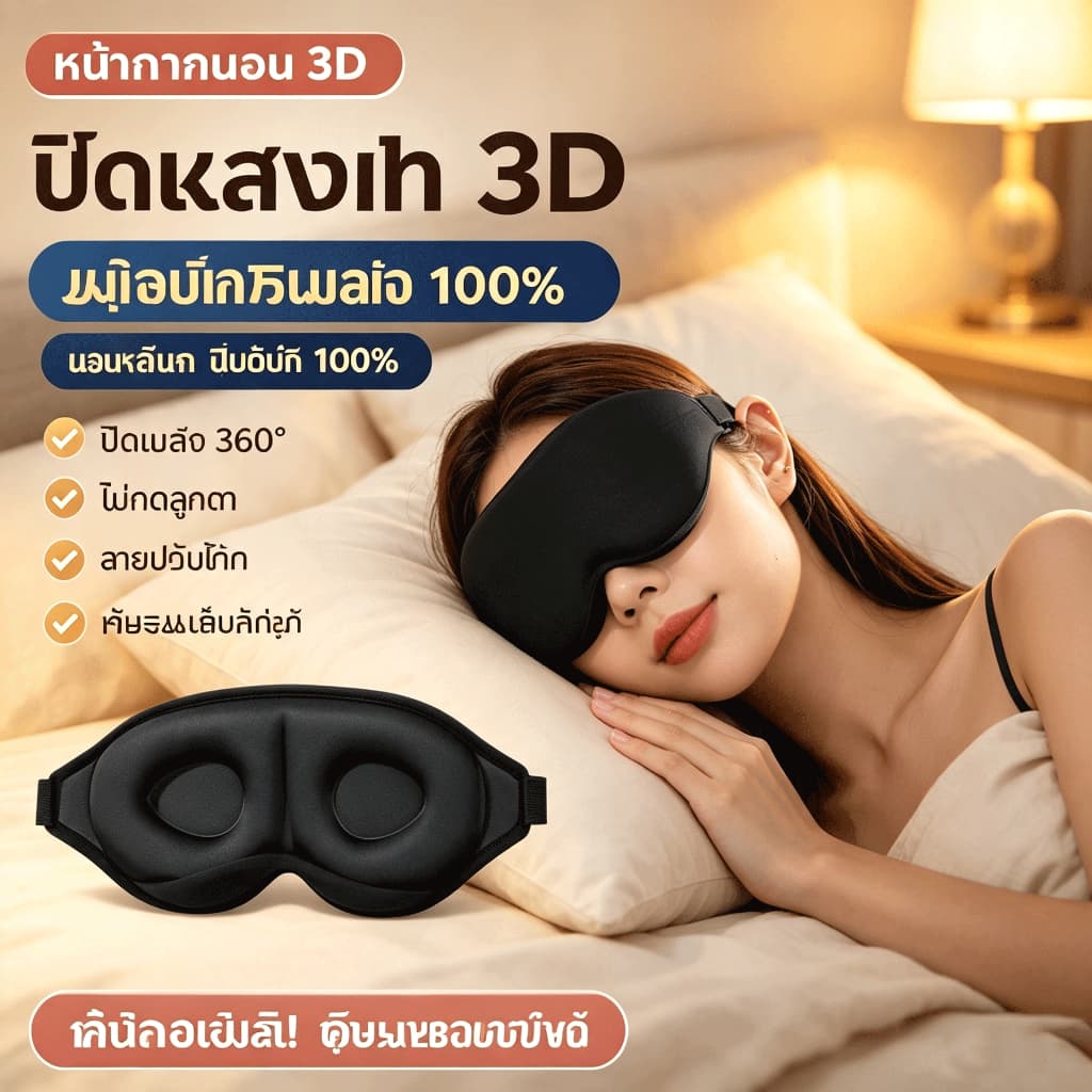 CozyNest หน้ากากปิดตานอนหลับ โฟมเมมโมรี่ 3D ปิดทึบแสง 100% นุ่มสบาย สําหรับผู้หญิง และผู้ชาย หน้ากากปิดตา…