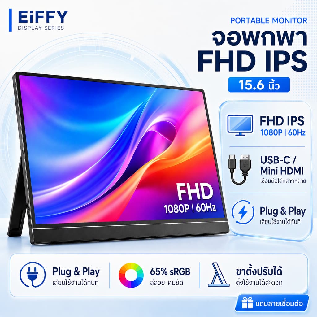 จอพกพา Portable Monitor จอมอนิเตอร์พกพา 15.6 นิ้ว 11.6 นิ้ว FHD 1080P IPS 60Hz USB-C Mini HDMI ขาตั้งในตัว
