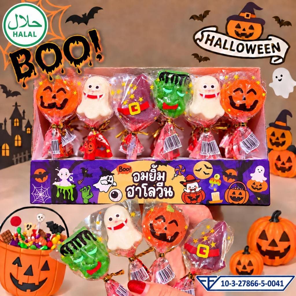 อมยิ้มฮาโลวีน มี อย.ไทย halloween lollipop และ คริสต์มาส christmas 1 กล่อง 30 ชิ้น