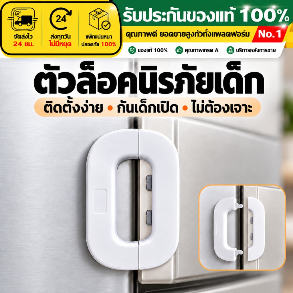 COD ตัวล็อกตู้เย็นสําหรับเด็ก ตัวล็อกนิรภัยเด็ก กันเด็กเปิดตู้เย็น ใช้ได้กับตู้ ลิ้นชัก ติดตั้งง่าย