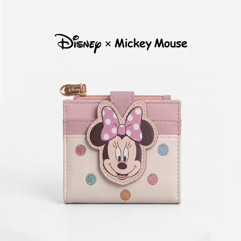 กระเป๋าสตางค์ใบสั้น MINNIE MOUSE Disney ของแท้ ช่องใส่บัตร ช่องเก็บเหรียญ