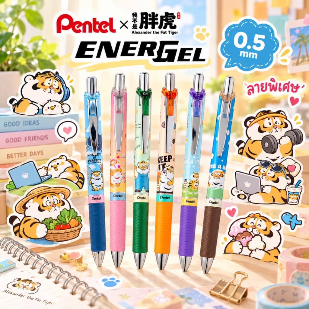 (ลดพิเศษ) ปากกาเจล Pentel Energel Limited ขนาด 0.5 MM ลาย Kawaii Onomatopoeia ปากกาหมึกน้ําเงิน ลายน่ารัก…