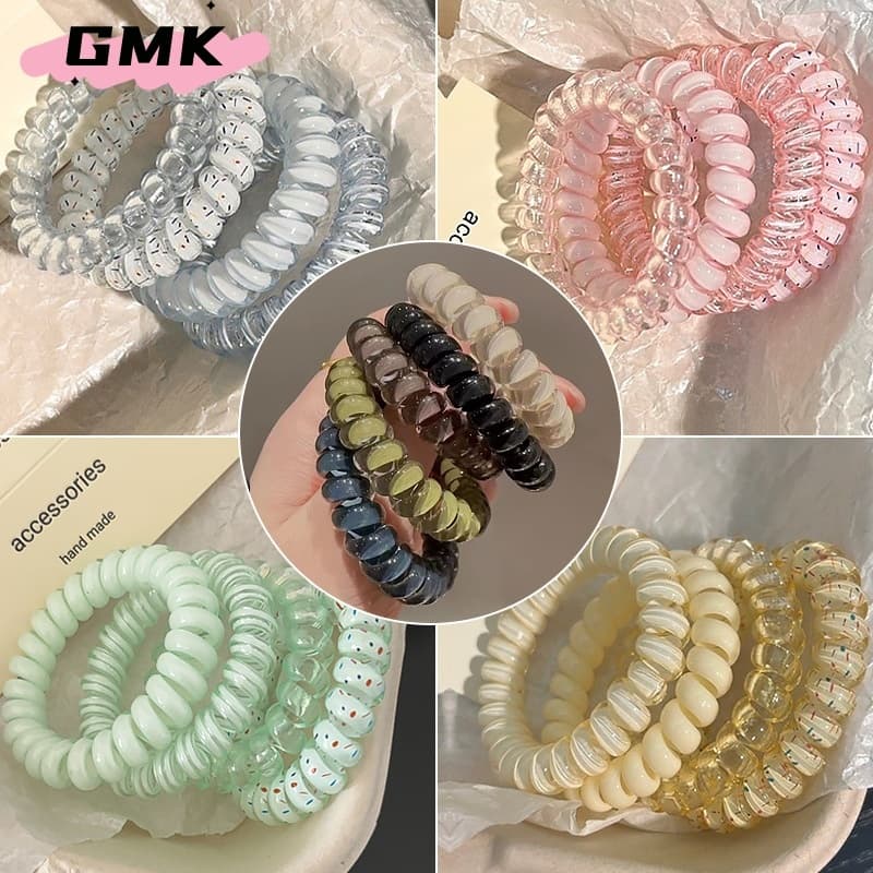 4 ชิ้น/ชุด สายโทรศัพท์รัดผมสําหรับผู้หญิง เชือกมัดผมหางม้า เชือกรัดผม เครื่องประดับผมG3260