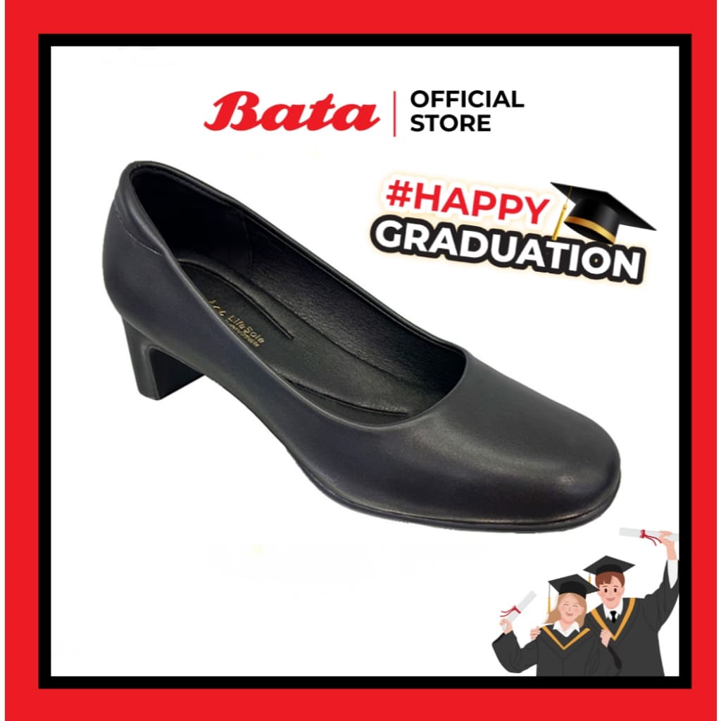 *Best Seller* Bata บาจา รองเท้าคัทชูหนัง รองเท้ารับปริญญา ทํางาน สําหรับผู้หญิง ส้นสูง 2 นิ้ว สีดํา รหัส…