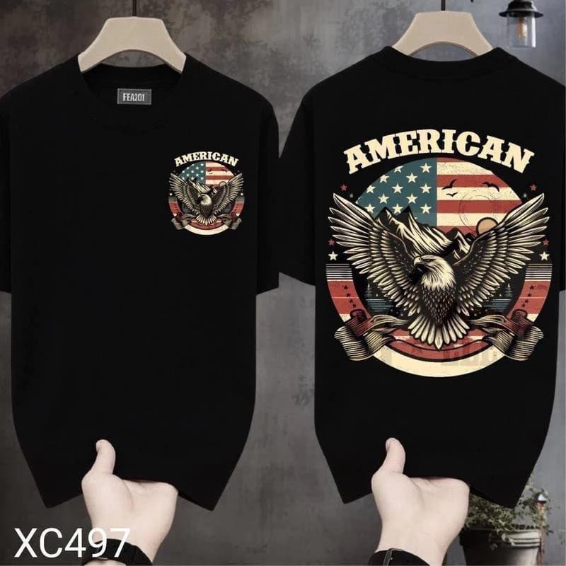 เสื้อยืด oversize เสื้อวินเทจ ใส่สบาย เสื้อกีฬา แฟชั่นแนวสตรีท 'AMERICAN' 3XL 11.02