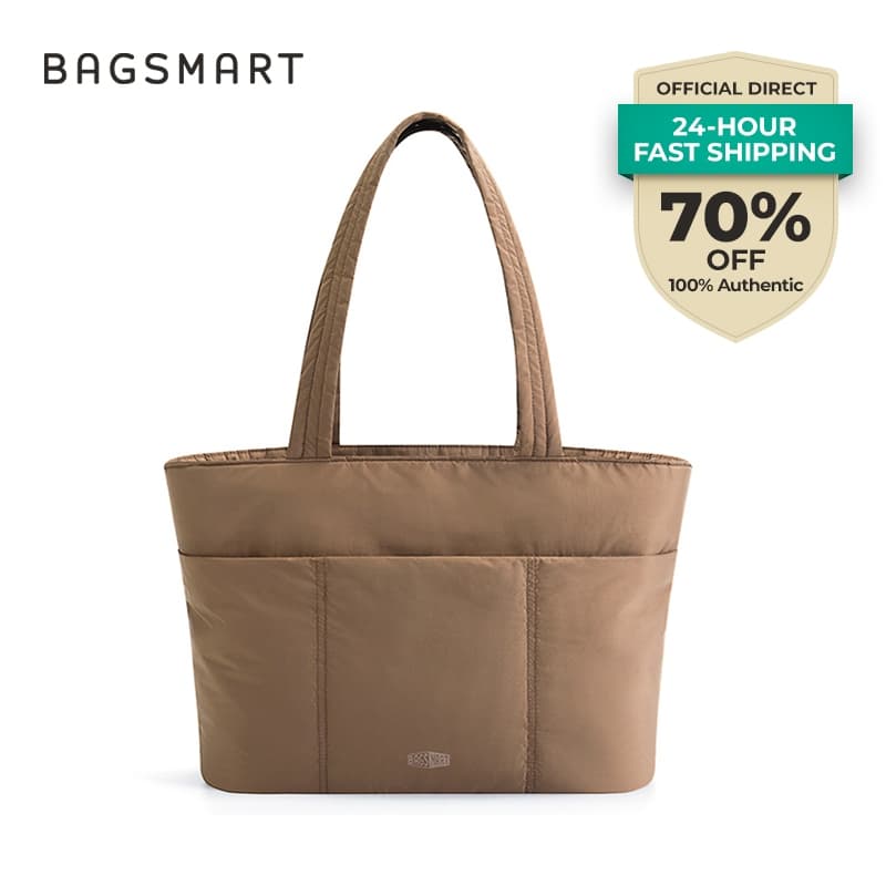 BAGSMART ผู้หญิง Tote กระเป๋าเดินทางแล็ปท็อป 14 นิ้ว กระเป๋าไหล่สํานักงาน Puffy พร้อมกระเป๋าด้านหน้า