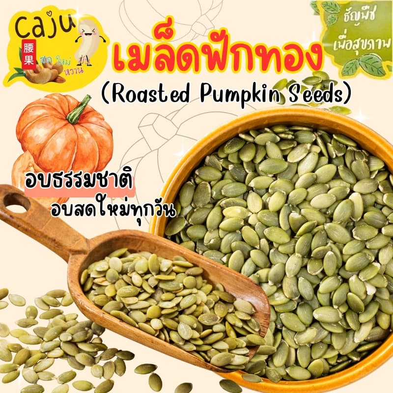 เมล็ดฟักทอง (Roasted Pumpkin Seeds) อบพร้อมทาน มีประโยชน์ ธัญพืชเพื่อสุขภาพ ขนาด 500กรัม / 1กิโลกรัม