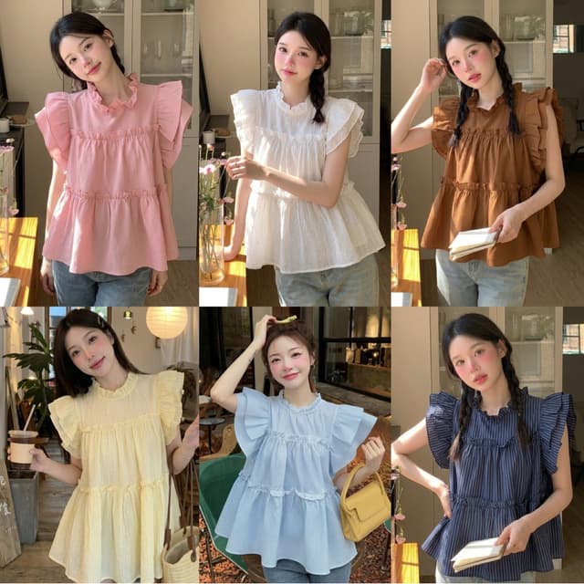 เสื้อคอกลมระบายชั้น ทรงใหญ่สาวอวบใส่ได้(มี อกถึง 42) เสื้อผ้าผู้หญิง