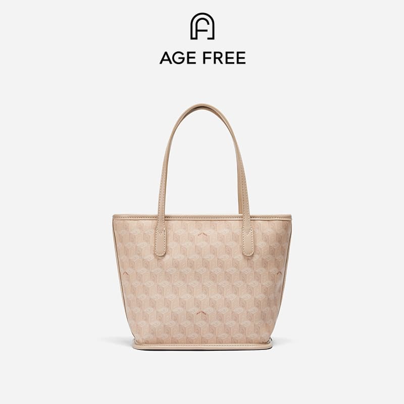 AGE FREE Mini Tote Bag กระเป๋าสะพายไหล่ทรงเก๋ไก๋สไตล์เรโทร หนังลายตารางคุณภาพดี สําหรับผู้หญิง