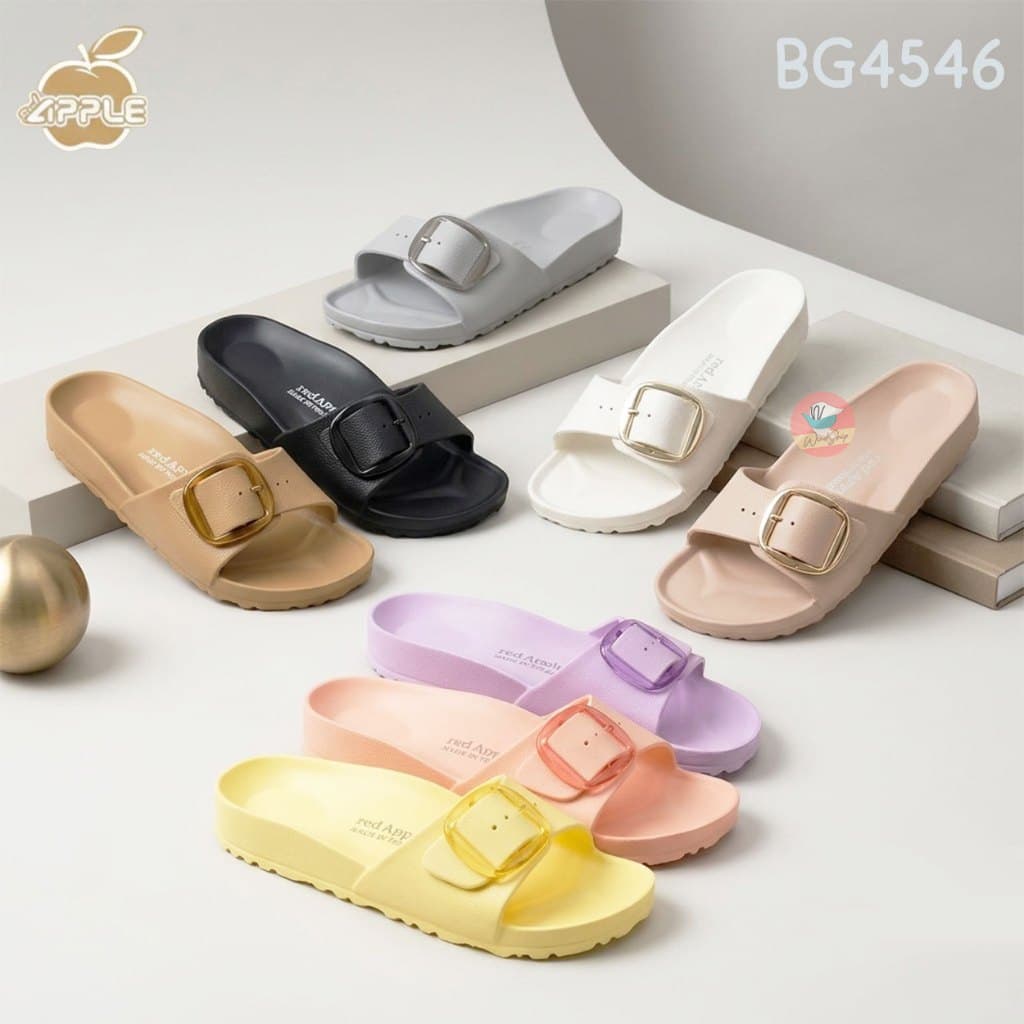 Red Apple BG4546 รองเท้าแตะผู้หญิง หัวเข็มขัด สีโปร่งใส สองสายปรับได้ รองเท้าแตะ