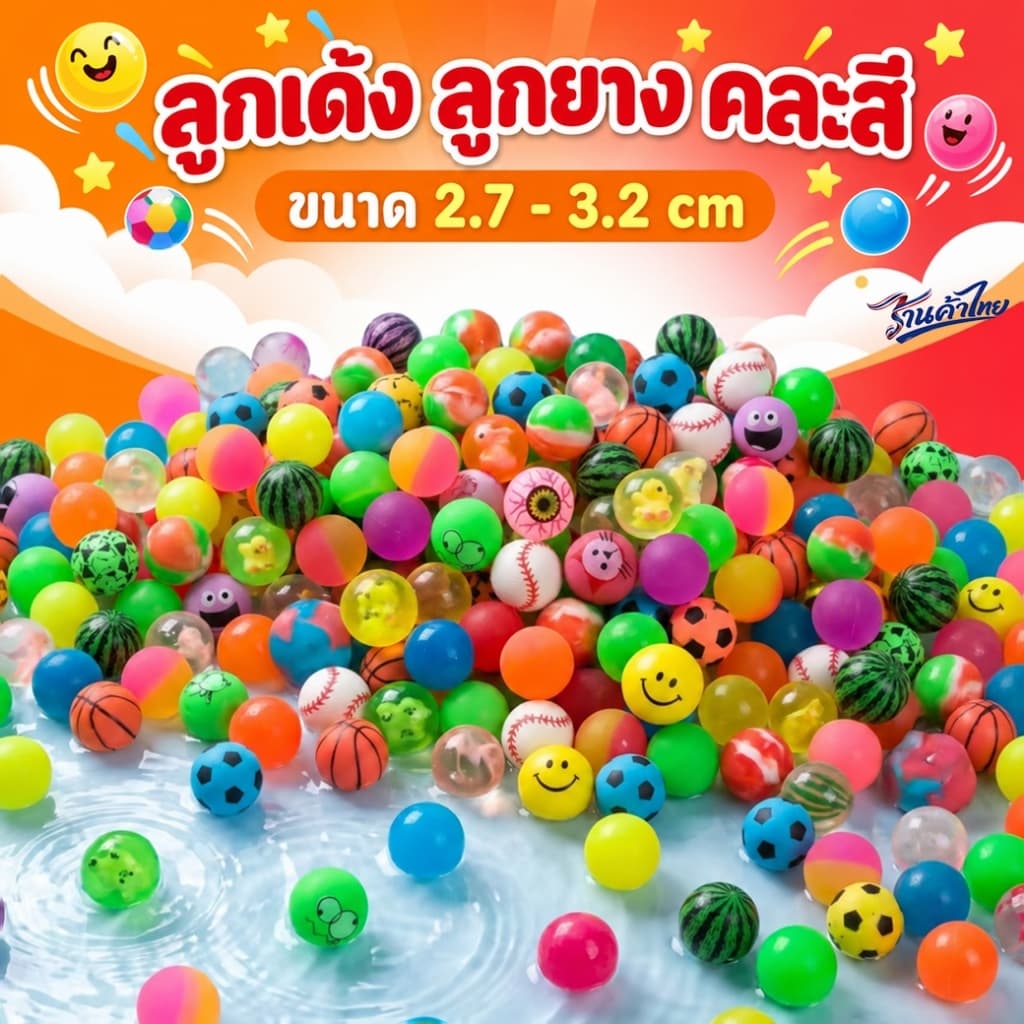 ลูกบอลยางเด้งสีสันสดใส🟠🔵🟣บอลเด้งแฟนซี ลูกบอลจิ๋ว 2.7-3.2cm🧸ของเล่นเด็ก บอลเด้งแรง เล่นสนุกไม่เบื่อ