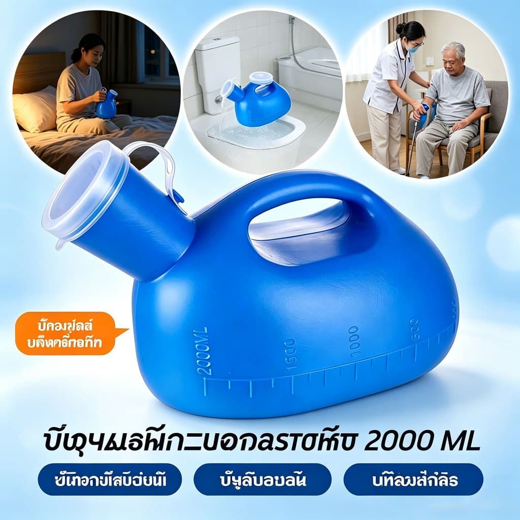 2000mlกระบอกปัสสาวะชาย กระบอกฉี่ชายปัสสาวะผู้สูงอายุที่มีท่อ ที่ฉี่ผู้ชาย ที่ครอบปัสสวะชายมีสายยาง…
