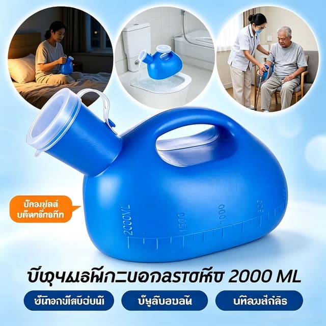 2000mlกระบอกปัสสาวะชาย กระบอกฉี่ชายปัสสาวะผู้สูงอายุที่มีท่อ ที่ฉี่ผู้ชาย ที่ครอบปัสสวะชายมีสายยาง…