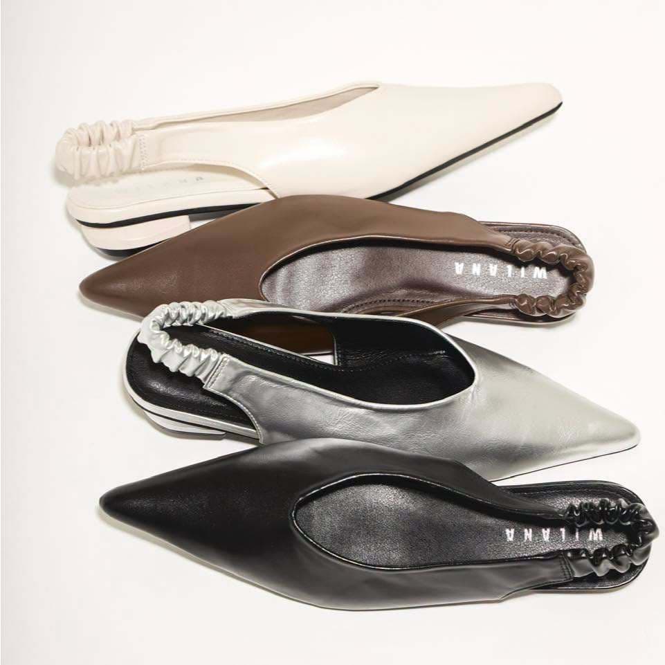 25twentyfives - รุ่น R20 รองเท้าส้นแบนทรงหัวแหลมแบบ Slingback ดีไซน์เรียบหรู