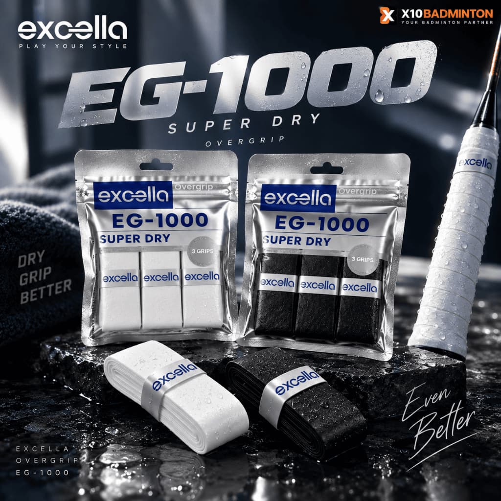 EXCELLA EG-1000 กริปพันด้ามไม้แบดมินตัน Excella eg1000 กริปดูดเหงื่อ ซับเหงื่อสูง นุ่มกระชับ ของแท้