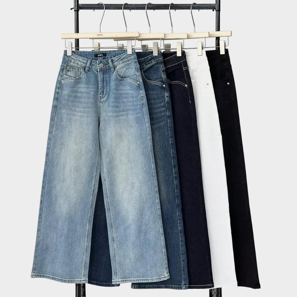 Atipashop - Siren Straight Jeans (#AA6022) กางเกงยีนส์ขายาวทรงกระบอกกลางปลายขาบาน ผ้ายืด ใส่สบาย