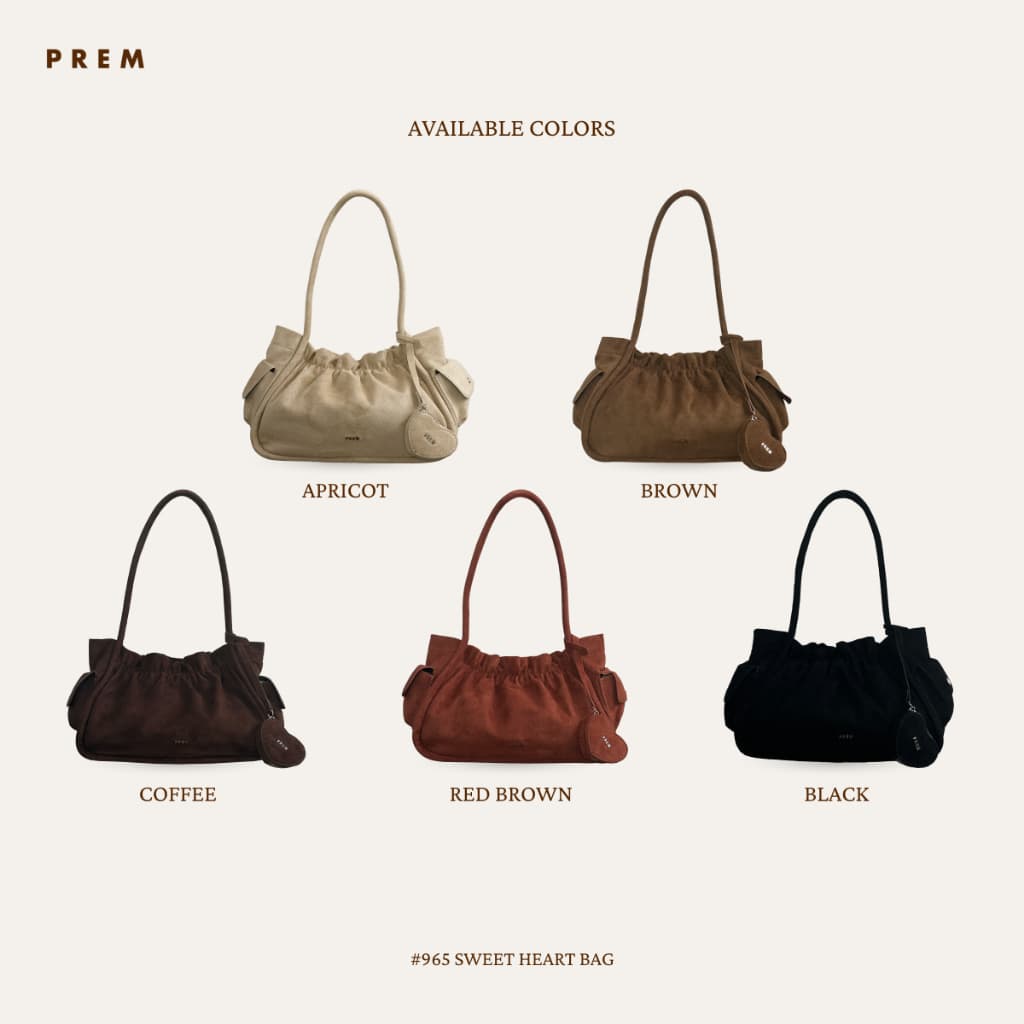PREM กระเป๋าสวีทฮาร์ท (PU SUEDE) สําหรับสะพายไหล่ + แถม bag charm รูปหัวใจ #965