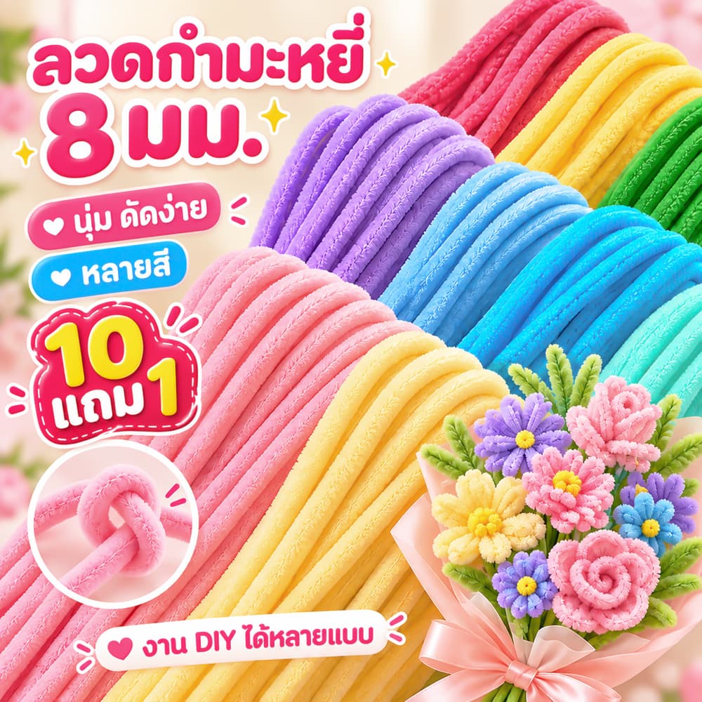 (20/100pcs) สินค้าพร้อมส่ง ลวดกํามะหยี่ DIY แยกสี สร้างสรรค์งานประดิษฐ์ต่างๆ สําหรับงานฝีมือ สีสันสดใส…