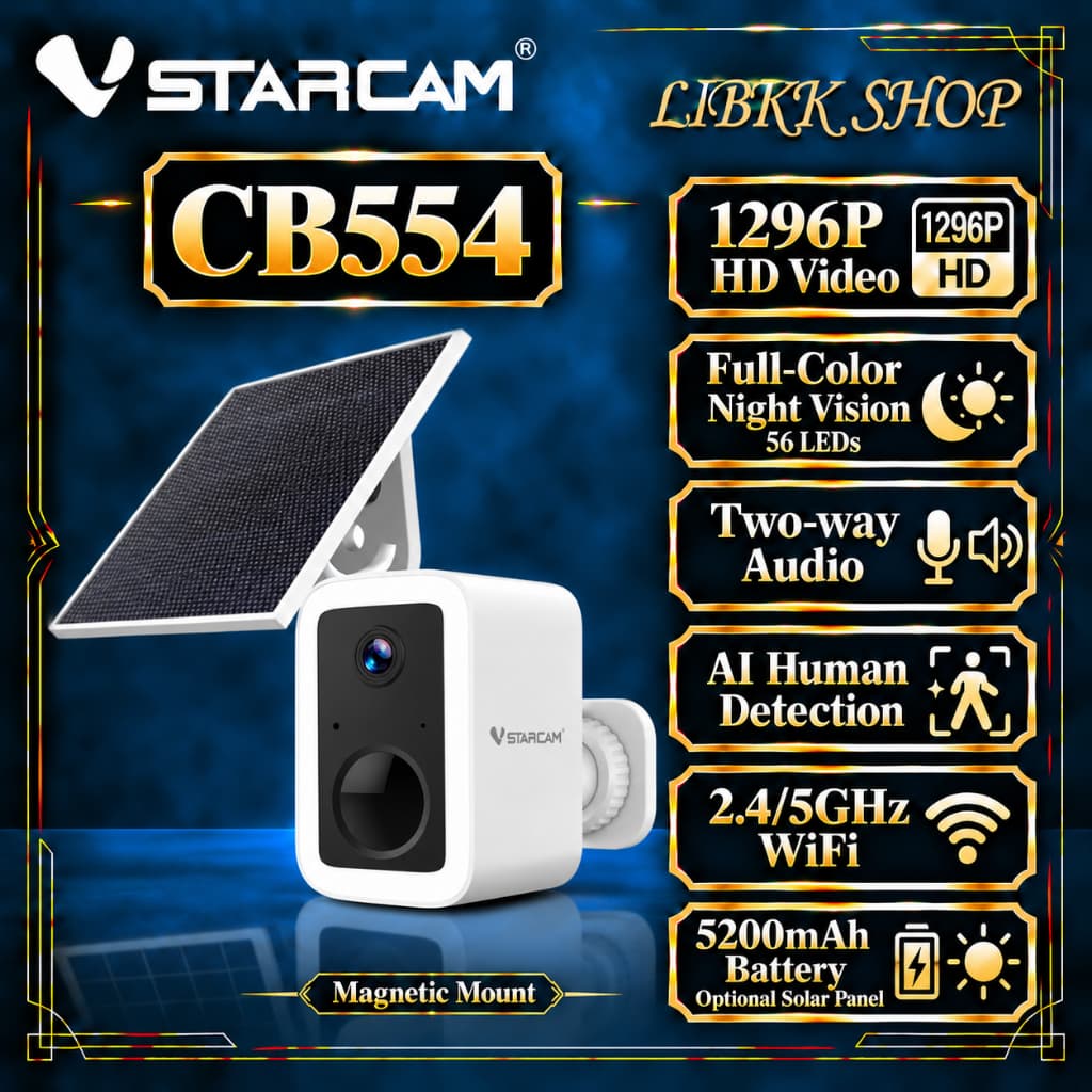 Vstarcam CB554 3MP โซล่าเซลล์ แบตเตอรี่ในตัว กล้องวงจรปิดไร้สาย IPCamera Outdoor แถมแผงโซลล่าเซลล์