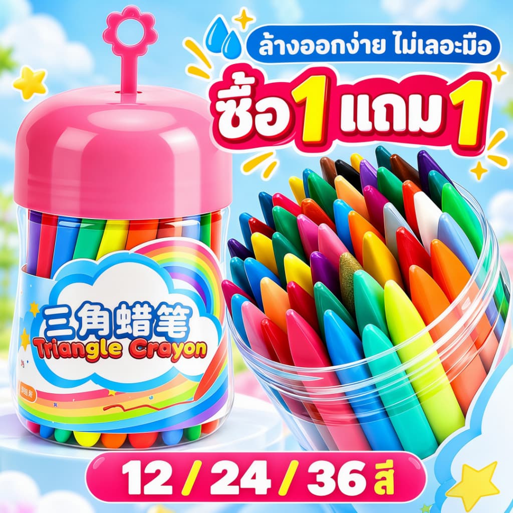 สีเทีย สีเทียนปลอดสารพิษ สีเทียนเด็กปลอดสารพิษ Silky Crayons ของเล่นระบายสีเด็กเสริมพัฒนาการ สีเทียนวาดรูป