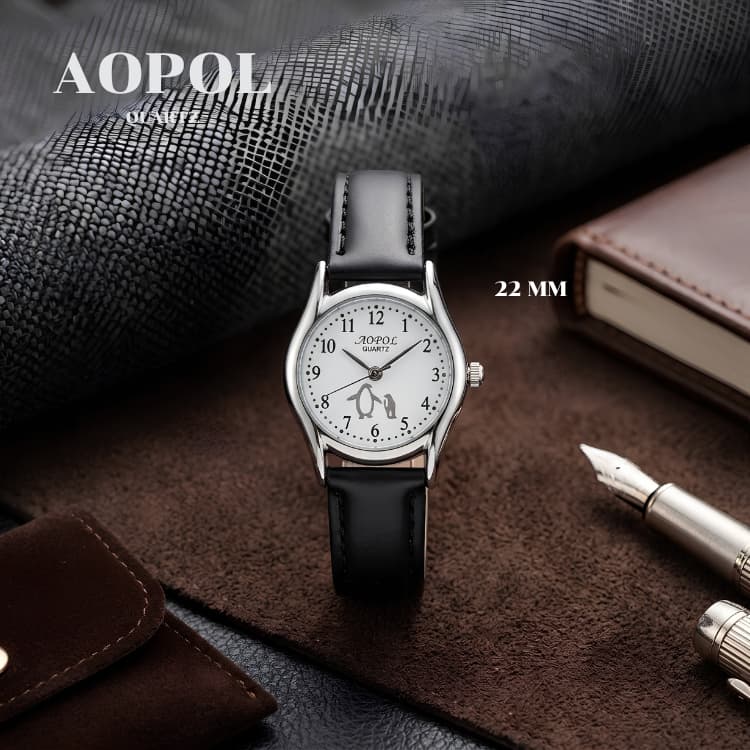 AOPOL #8516L นาฬิกาข้อมือสายหนัง ดีไซน์เลขครบ หน้าปัด 22มิล พร้อมส่ง กันน้ํา