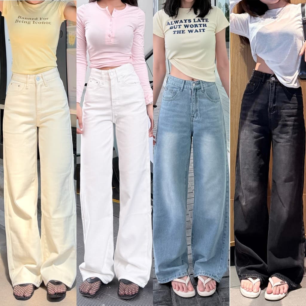 กางเกงยีนส์ขากระบอกใส่ได้ชาย-หญิง รุ่น Basic Jeans