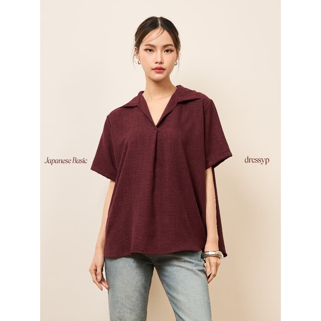 dressyp - Japanese Basic Shirt เสื้อเชิ้ตคอปก ผู้หญิง กระดุมหลัง ผ้าญี่ปุ่น ผ้าสวย เเมชง่าย ทรงปล่อย ใส่สบาย…