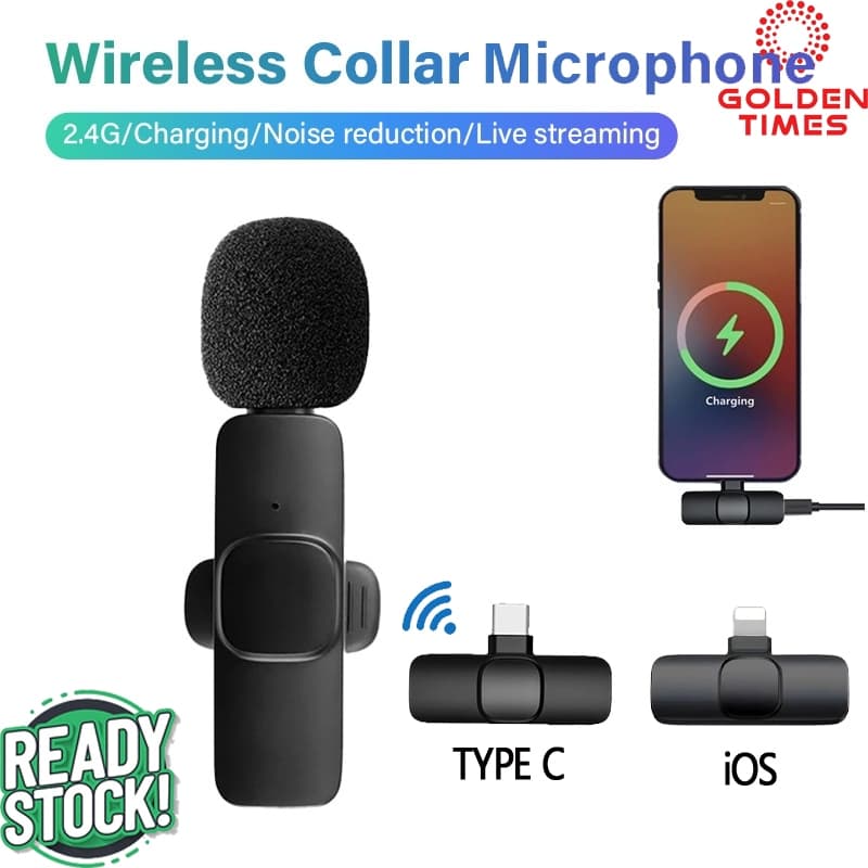 ไมโครโฟนไร้สาย Wireless Microphone แบบพกพา ใช้สําหรับสมาร์ทโฟน ไมค์ไร้สายหนีบเสื้อ ไมค์หนีบปกเสื้อ